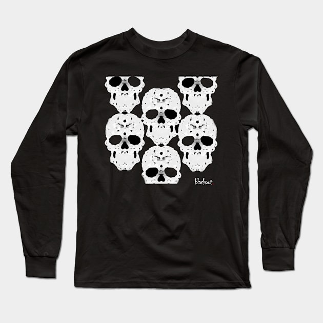 Skulls Convene Worn White Wink by Blackout Design Long Sleeve T-Shirt by Blackout Design